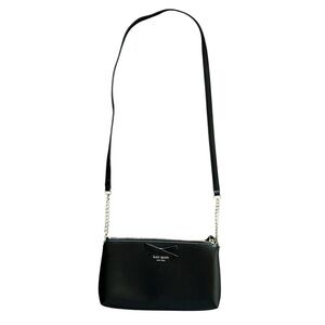 Kate Spade Sawyer Street Declan Black Genuine Leather Gold Bow Crossbody Bag